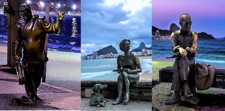As Estátuas de Dorival Caymmi, Clarice Lispector e Carlos Drummond de Andrade
