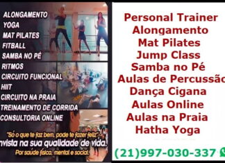 Personal Trainer Espaço Naya Nader, Alongamento, Mat Pilates, Jump Class, Samba no Pé, Aula de Percussão, Dança Cigana, Aulas Online, Aulas na Praia, Hatha Yoga