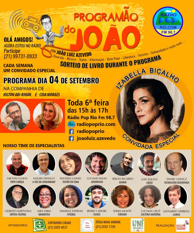Cantora e Atriz IZABELLA BICALHO recebe homenagem pelos seus 40 anos de carreira no PROGRAMÃO DO JOÃO, Rádio Pop Rio Fm 98,7 Cantora e Atriz IZABELLA BICALHO recebe homenagem pelos seus 40 anos de carreira no PROGRAMÃO DO JOÃO, Rádio Pop Rio Fm 98,7