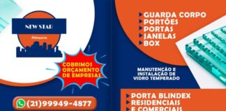 Vidraçaria NewStar Copacabana Manutenção e Instalação de Vidro Temperado