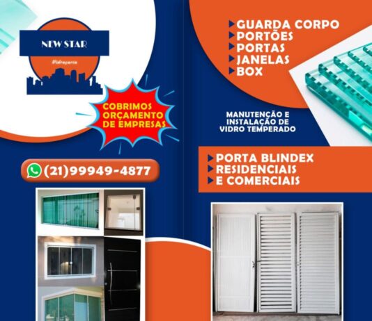 Vidraçaria NewStar Copacabana Manutenção e Instalação de Vidro Temperado