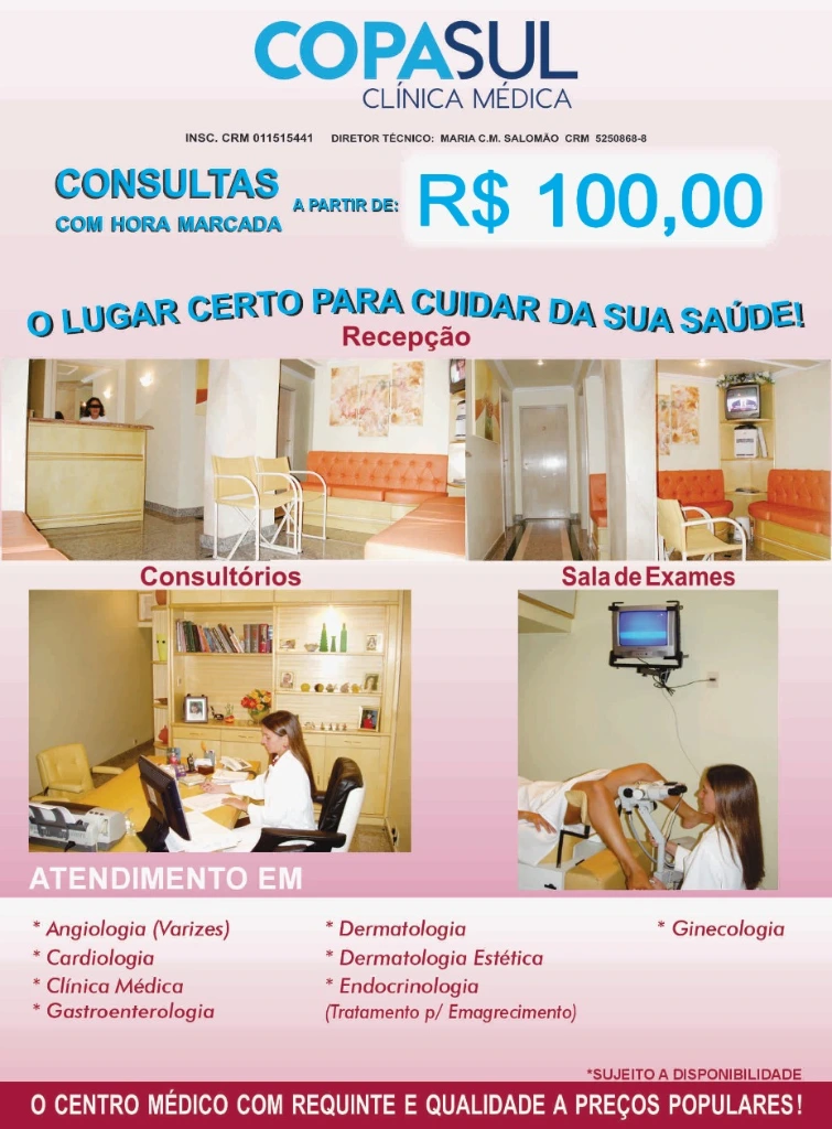 COPASUL CLINICA MEDICA POPULAR COPACABANA CONSULTAS E EXAMES