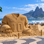 NFL ocupa Copacabana com escultura gigante de areia para jogo no Rio